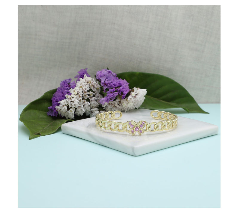 Goddaughters St erling Silver P ink Sapphire Bu tterfly Cuff — View 8