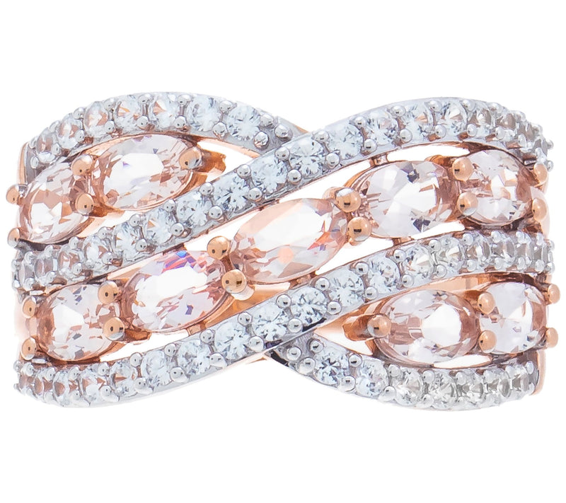 Affinity Gems Criss-Cross Gemstone Band Ring, 14K Gold Plated — View 2