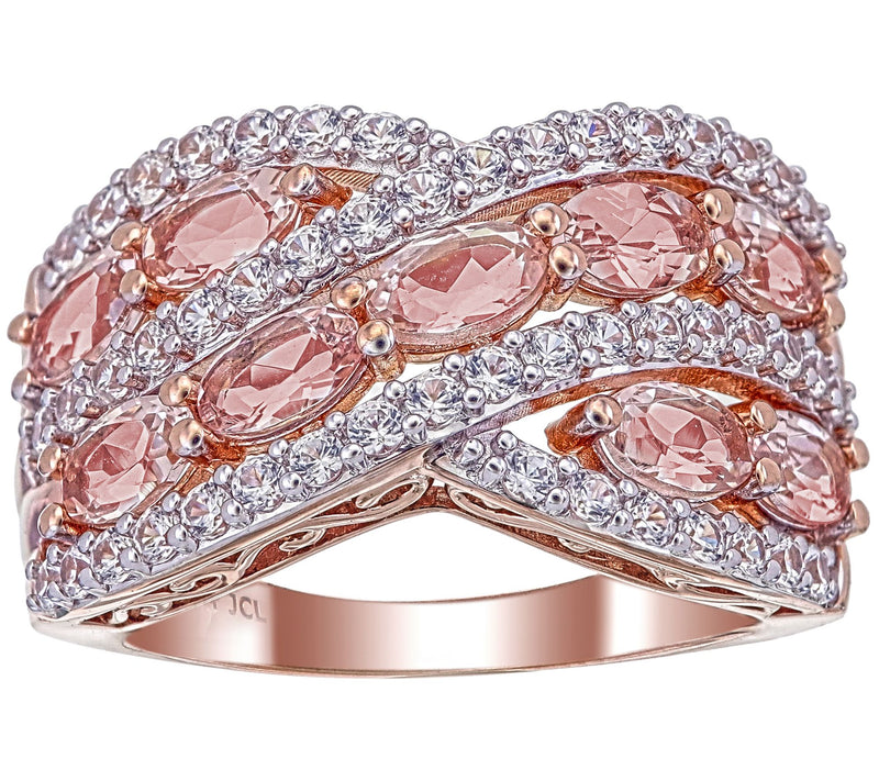 Affinity Gems Criss-Cross Gemstone Band Ring, 14K Gold Plated — View 4