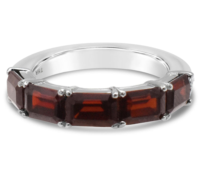 Elyse Ryan Sterling Silver Garnet Semi-Eternity  Band Ring — Main view