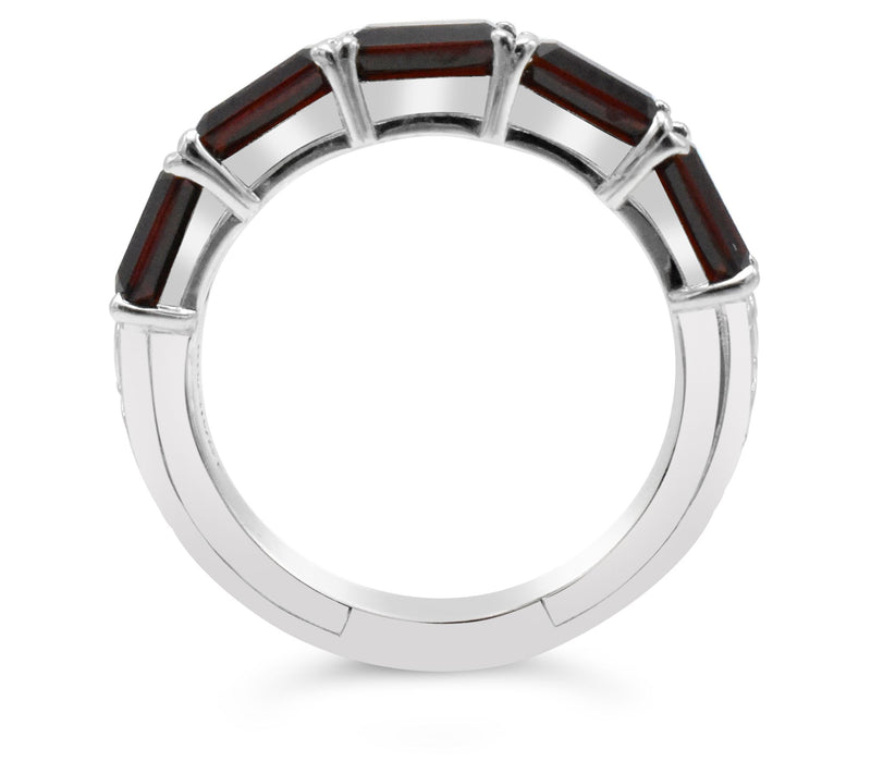 Elyse Ryan Sterling Silver Garnet Semi-Eternity  Band Ring — View 2