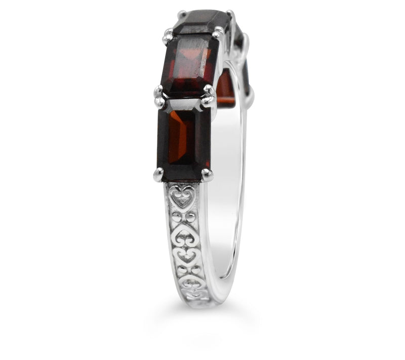 Elyse Ryan Sterling Silver Garnet Semi-Eternity  Band Ring — View 3