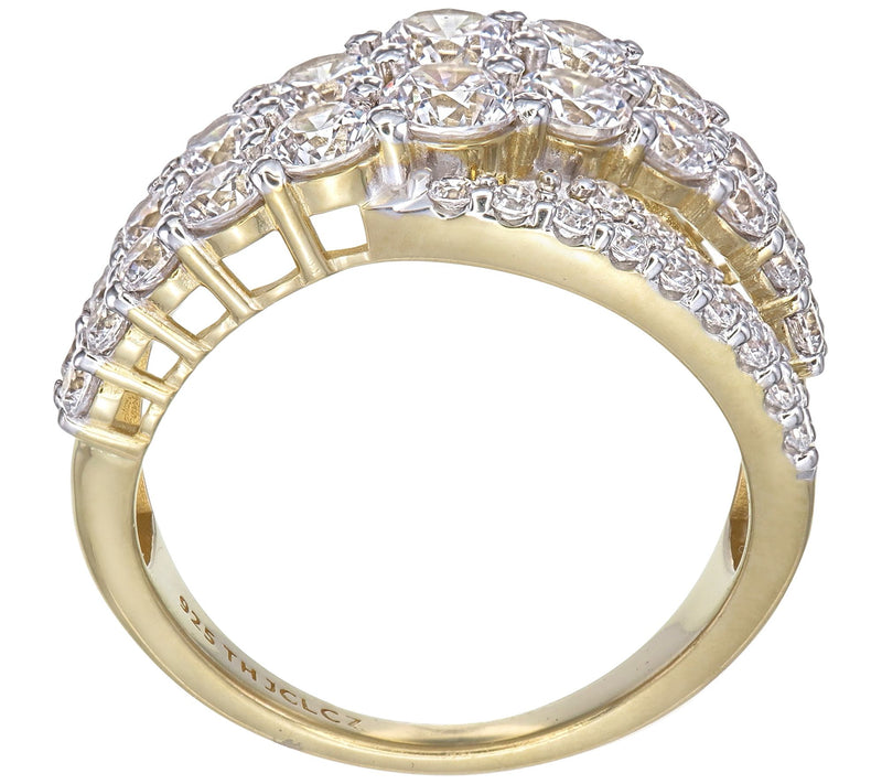 Diamonique 2.30 cttw Graduated Bypass Ring, 14KGold Plated — View 3