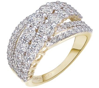 Diamonique 2.30 cttw Graduated Bypass Ring, 14KGold Plated