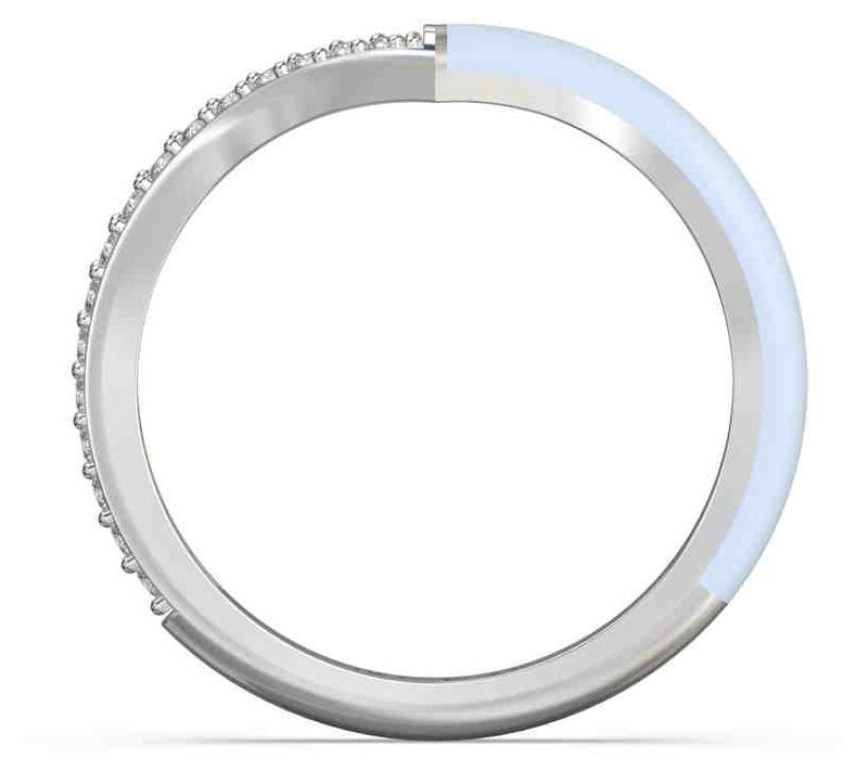 Vida Lab Diamonds Ceramic Chic V Band Ring, Sterling Silver — View 8