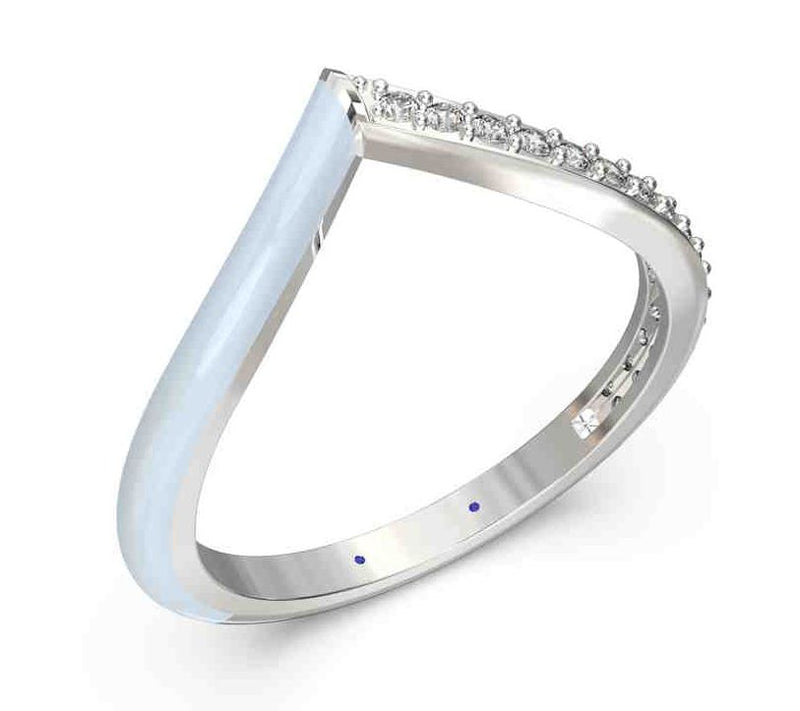 Vida Lab Diamonds Ceramic Chic V Band Ring, Sterling Silver — View 3