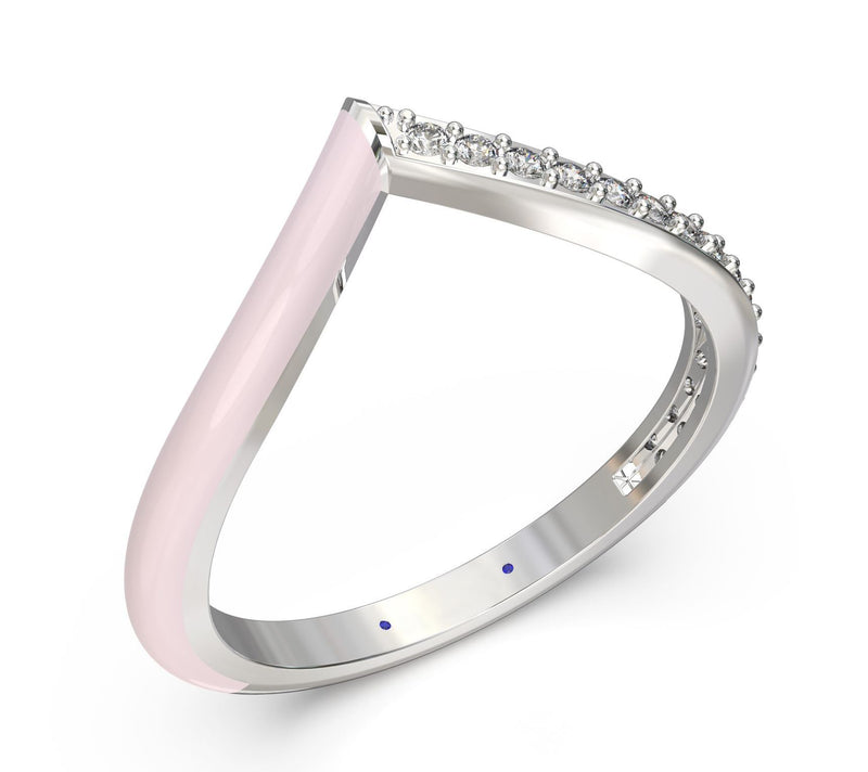 Vida Lab Diamonds Ceramic Chic V Band Ring, Sterling Silver — View 5