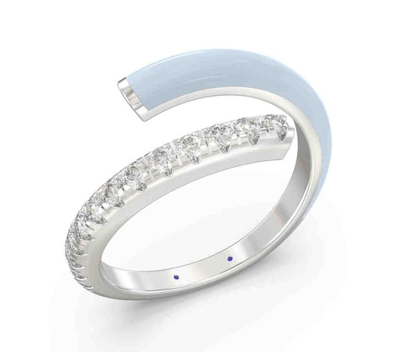 Vida Lab Diamonds Ceramic Chic Bypass Wrap Ring, Sterling — Main view