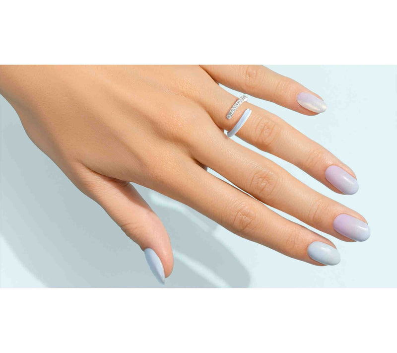 Vida Lab Diamonds Ceramic Chic Bypass Wrap Ring, Sterling — View 11