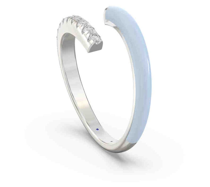 Vida Lab Diamonds Ceramic Chic Bypass Wrap Ring, Sterling — View 7