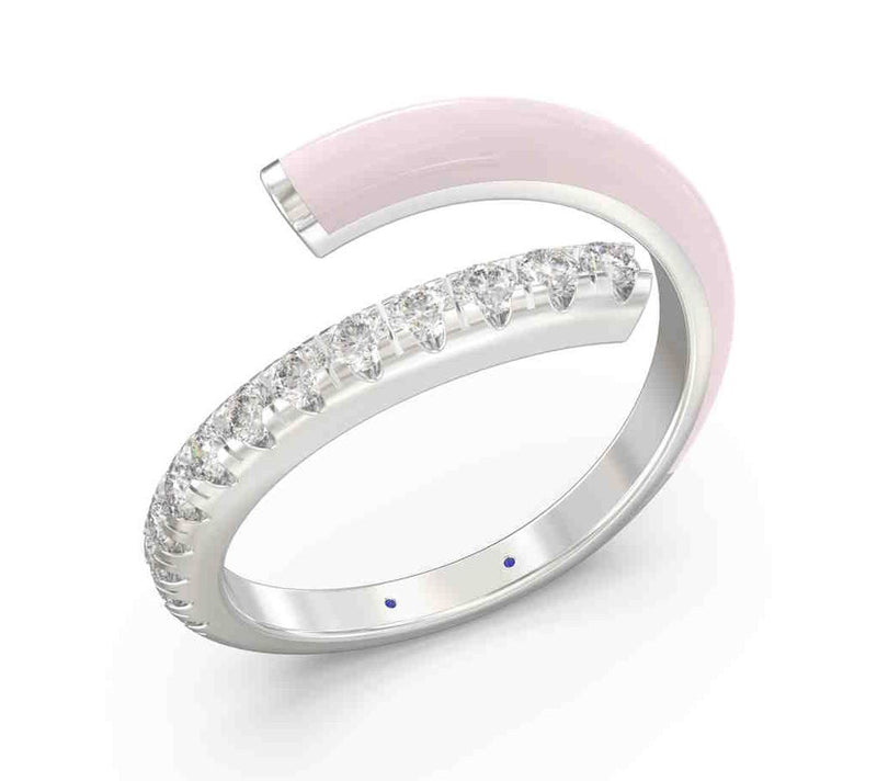Vida Lab Diamonds Ceramic Chic Bypass Wrap Ring, Sterling — View 5