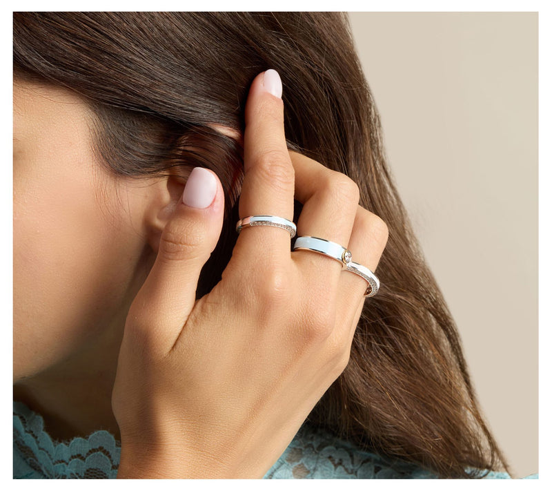 Vida Lab Diamonds Ceramic Chic Band Ring, Sterling Silver — View 11