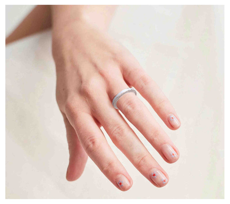 Vida Lab Diamonds Pave Ceramic Chic Band Ring,terling — View 10