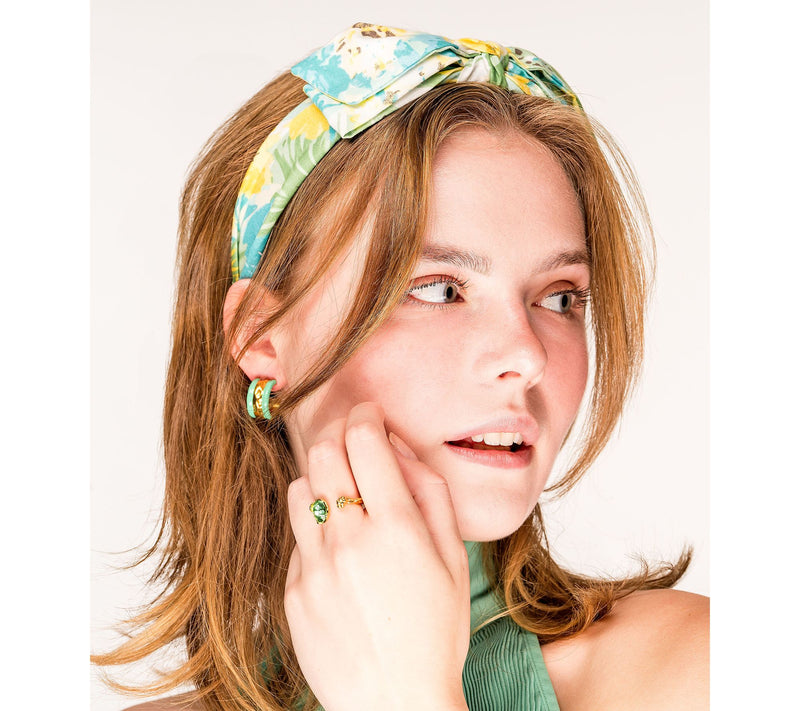 Violet & Brooks Millie Stripe Enamel Hoop Earri ngs — View 10