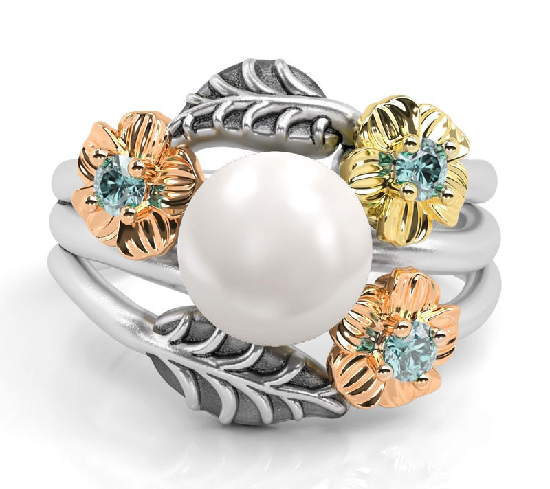 Or Paz Tri-Color Sterling Silver Multi-Gemstone Floral Ring — Main view