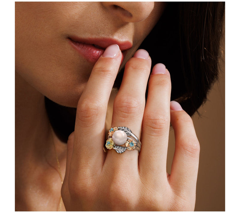 Or Paz Tri-Color Sterling Silver Multi-Gemstone Floral Ring — View 6