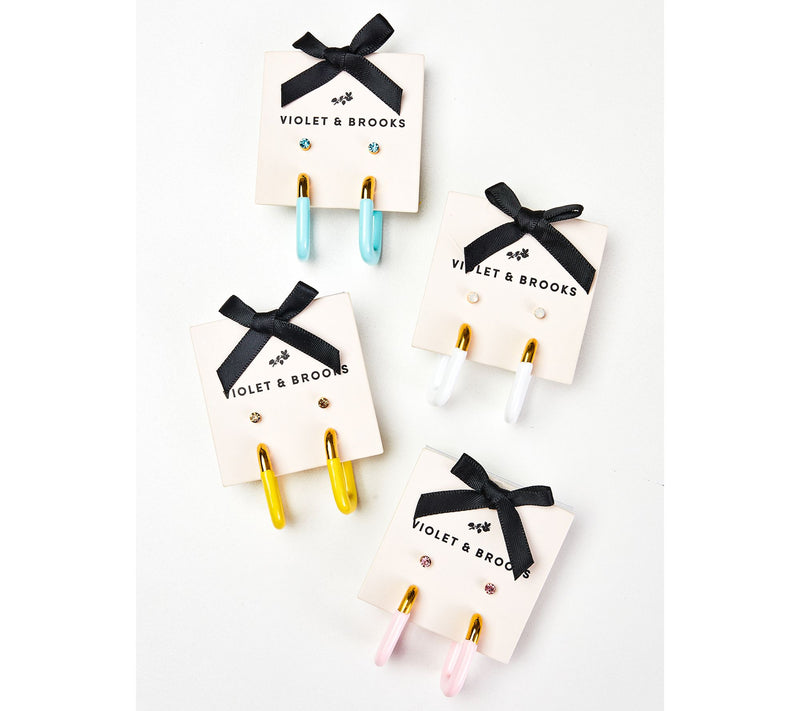 Violet & Brooks Poppy Enamel Hoop & Crystal Stud Earring Set — View 3