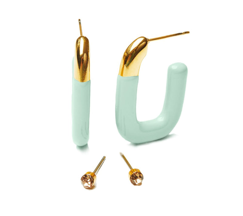 Violet & Brooks Poppy Enamel Hoop & Crystal Stud Earring Set — Main view