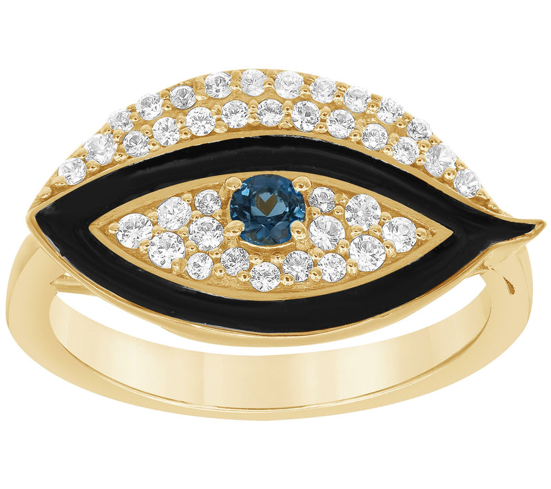 Affinity Gems Round Evil Eye Ring, 14K Gold-Plated Silver — Main view