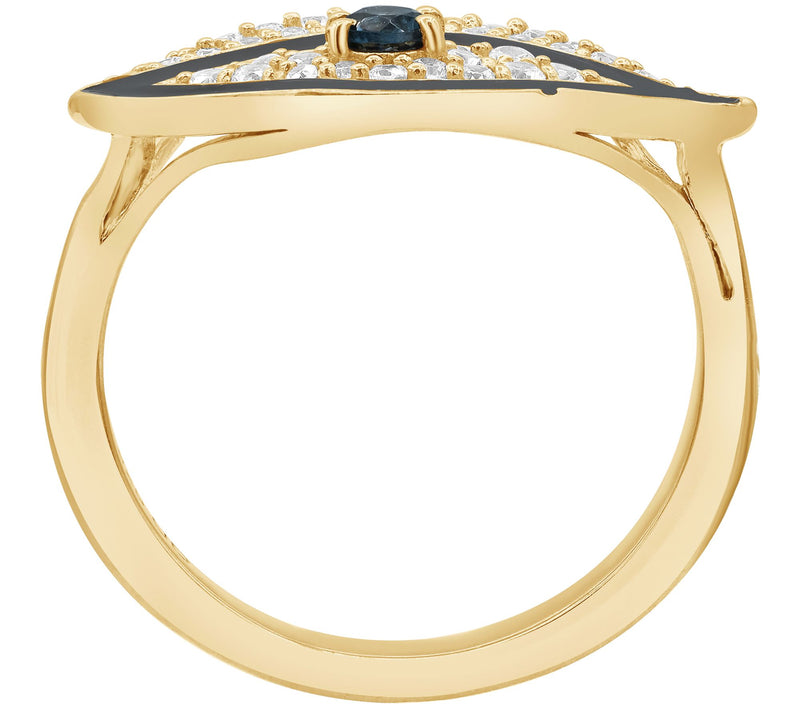 Affinity Gems Round Evil Eye Ring, 14K Gold-Plated Silver — View 4