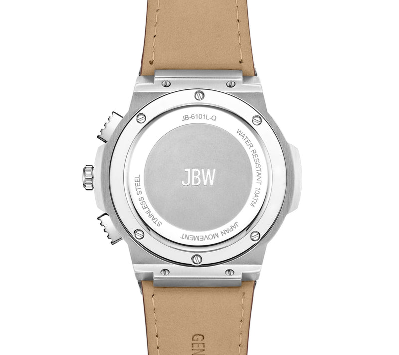 JBW Men's Saxon Stainless Diamond Brown LeatherWatch — View 3