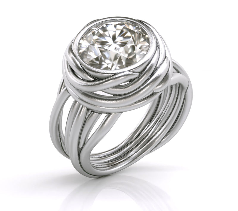 Diamonique Wrap Design Solitaire Ring, SterlingSilver — View 3