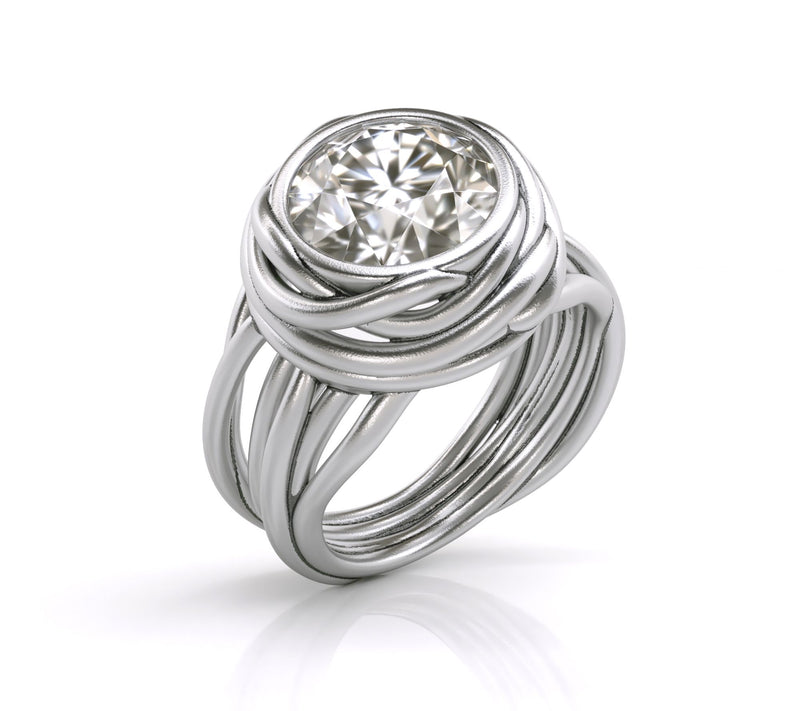Diamonique Wrap Design Solitaire Ring, SterlingSilver — Main view