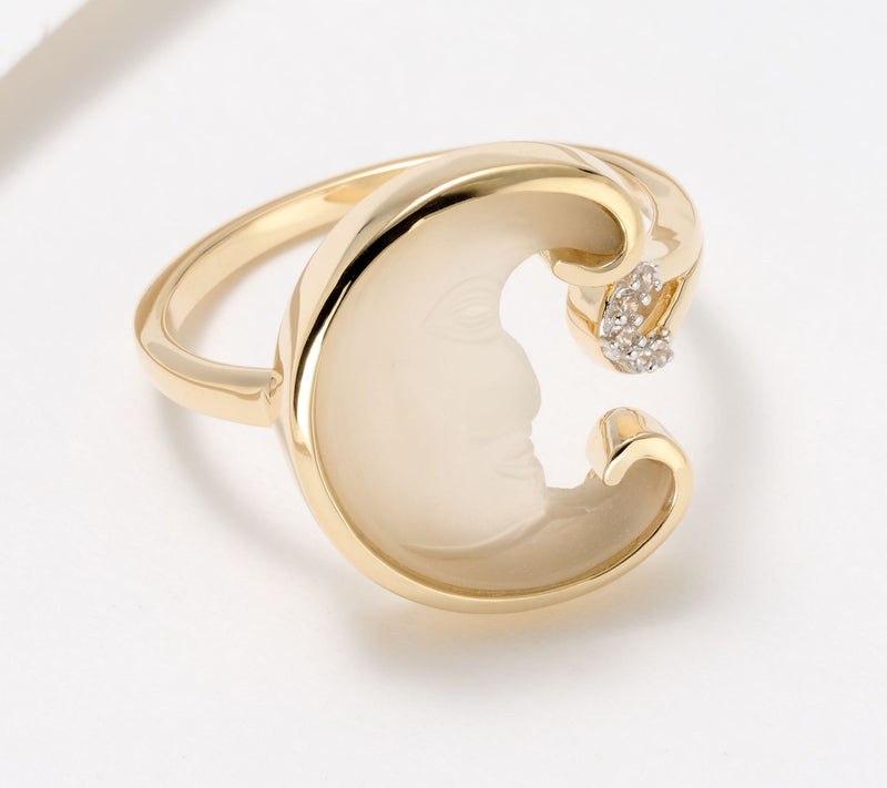 Glenn Lehrer Man In The Moon Carved Gemstone Ring, 14K Gold — View 7