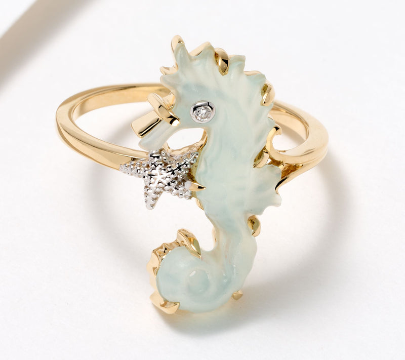 Glenn Lehrer Carved Gemstone Seahorse Ring, 14K Gold — Main view