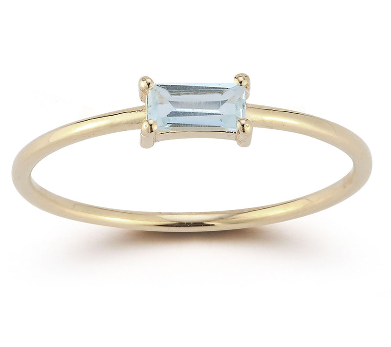 Luminosa Gold Baguette Gemstone Solitaire Ring,14K — View 5