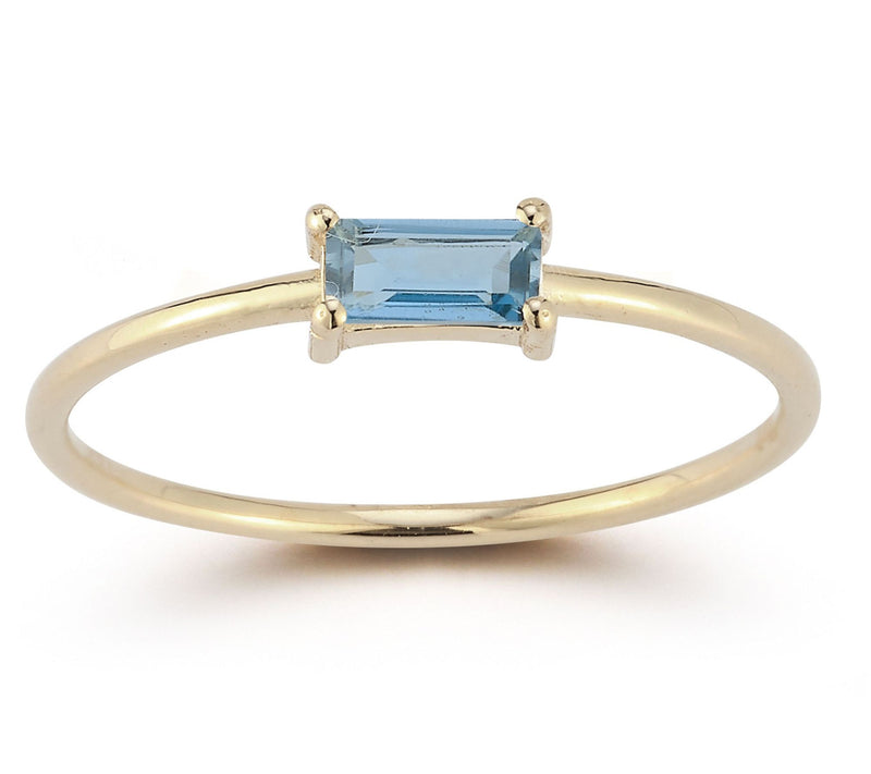 Luminosa Gold Baguette Gemstone Solitaire Ring,14K — View 11