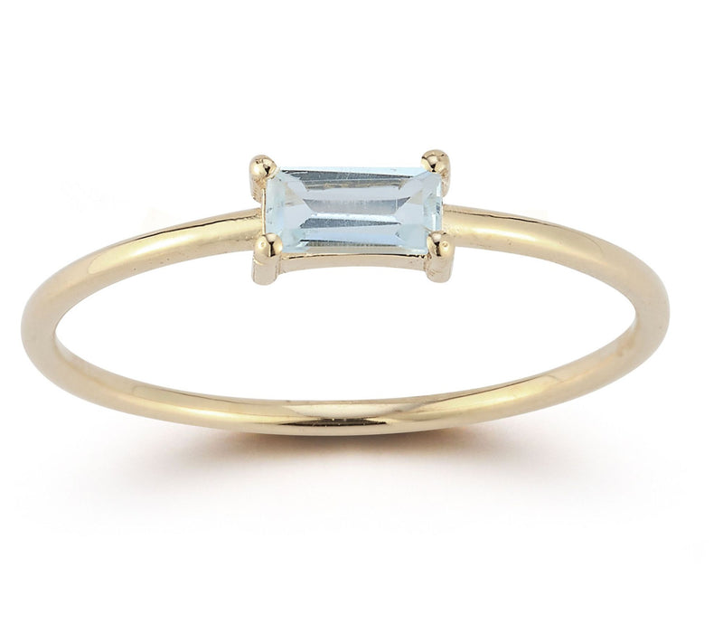 Luminosa Gold Baguette Gemstone Solitaire Ring,14K — Main view