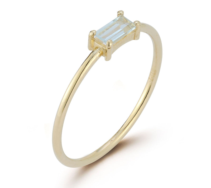Luminosa Gold Baguette Gemstone Solitaire Ring,14K — View 12