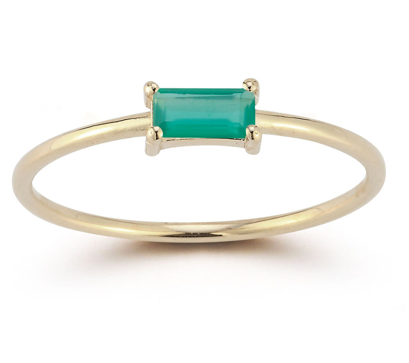 Luminosa Gold Baguette Gemstone Solitaire Ring,14K — View 9