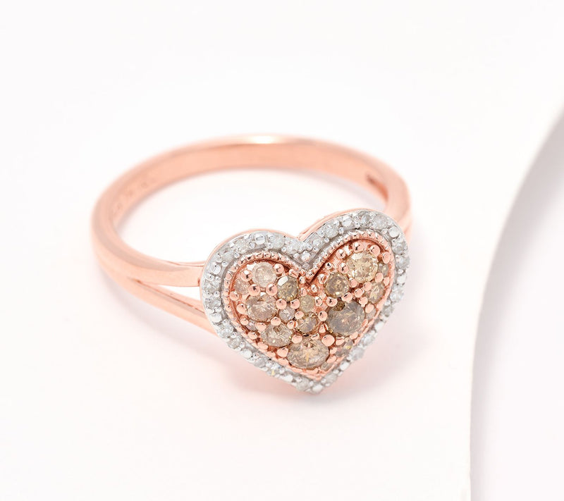 Affinity Diamonds Champagne Heart 0.47cttw Ring, Sterling — View 6