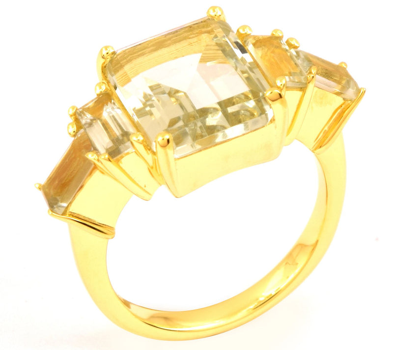 Affinity Gems 6.20 cttw Prasiolite Ring, 14K Gold Plated — View 3