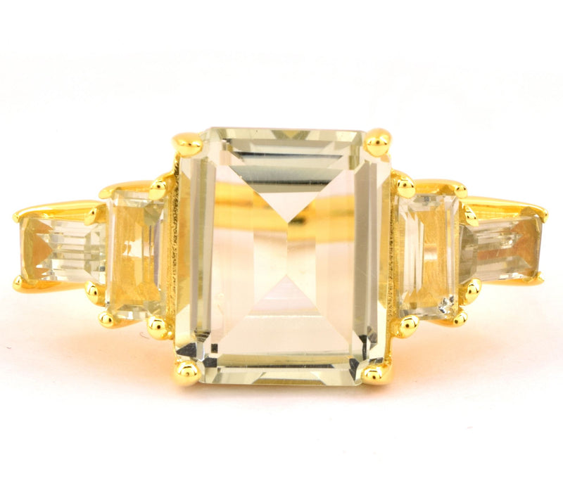 Affinity Gems 6.20 cttw Prasiolite Ring, 14K Gold Plated — View 4