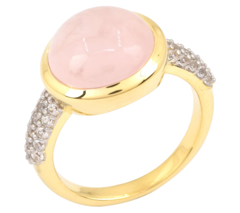 Affinity Gems Zircon & Rose Quartz Ring, 14K Gold Plated — View 5