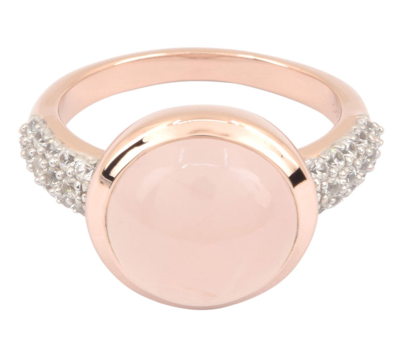 Affinity Gems Zircon & Rose Quartz Ring, 14K Gold Plated — Main view