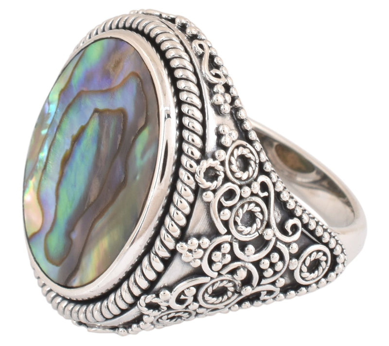 Artisan Crafted Sterling Silver Rainbow Motherf Pearl Ring — View 3