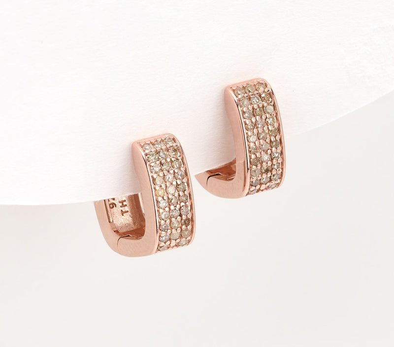 Accents by Affinity Square Pave Huggie Hoops, 0.23cttw, Sterl — View 3