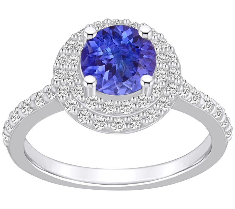 Affinity Gems  Tanzanite & Diamond Double Halo Ring, 14K — View 3