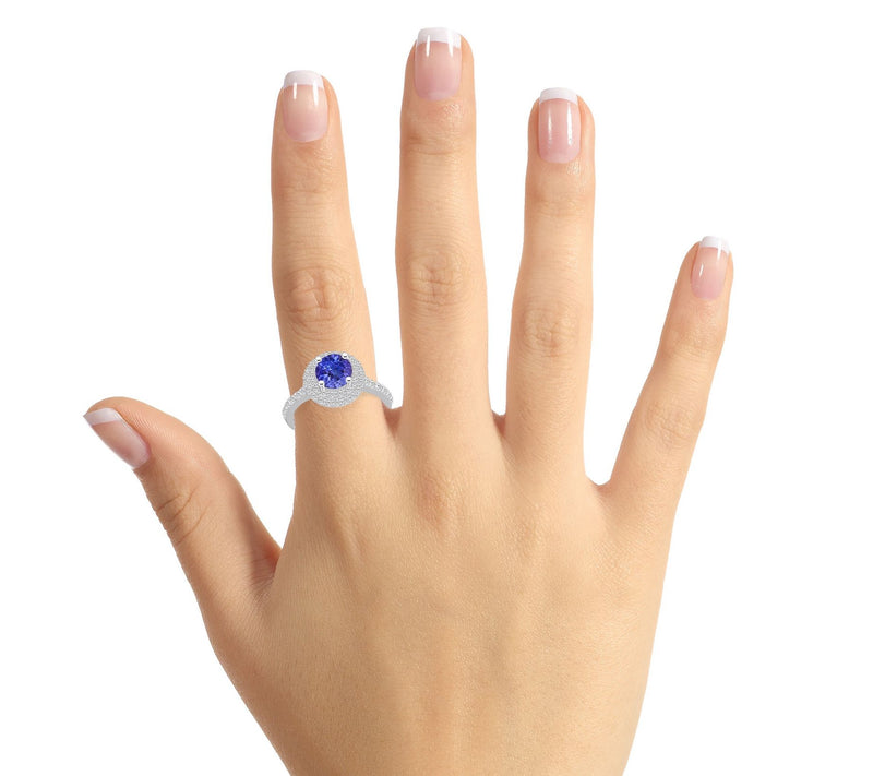 Affinity Gems  Tanzanite & Diamond Double Halo Ring, 14K — View 8