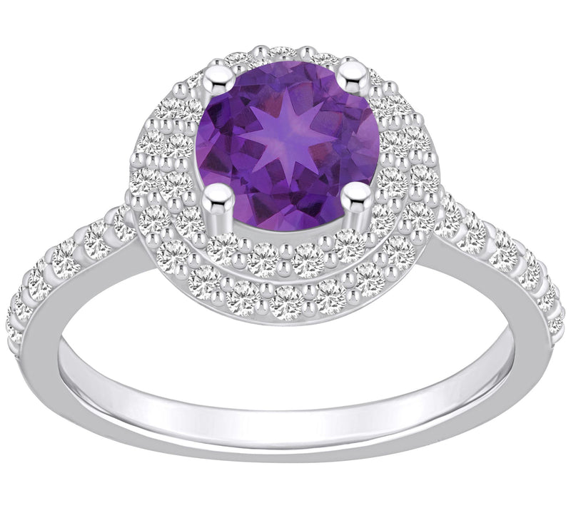 Affinity Gems Gemstone & Diamond Double Halo Ring, 14K Gold — Main view