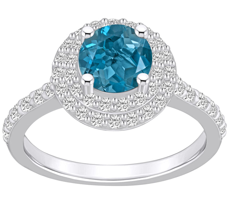 Affinity Gems Gemstone & Diamond Double Halo Ring, 14K Gold — View 5