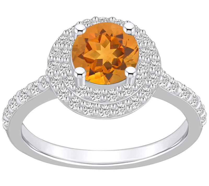 Affinity Gems Gemstone & Diamond Double Halo Ring, 14K Gold — View 7