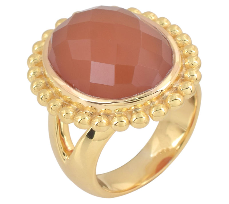 Affinity Gems Orange Chalcedony Solitaire Ring,14K Plated — Main view