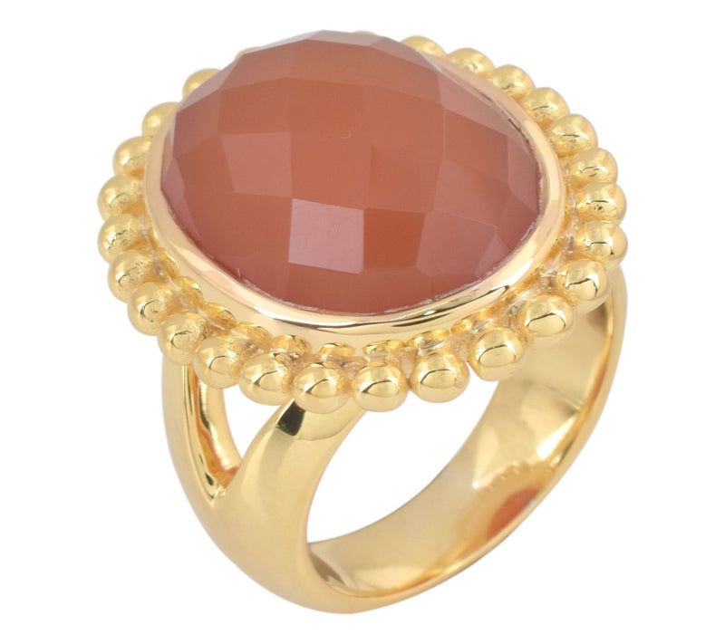 Affinity Gems Orange Chalcedony Solitaire Ring,14K Plated — View 7