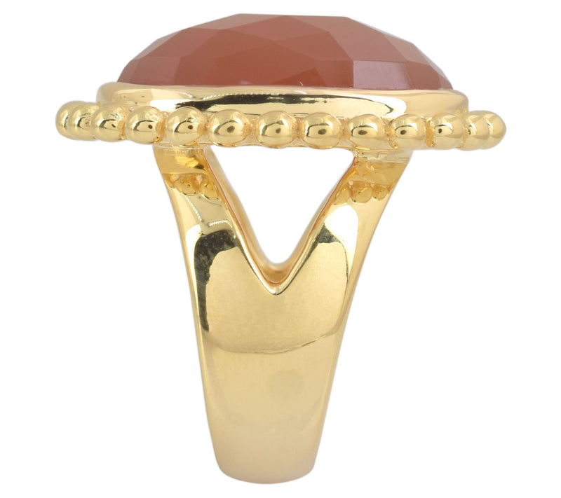 Affinity Gems Orange Chalcedony Solitaire Ring,14K Plated — View 5