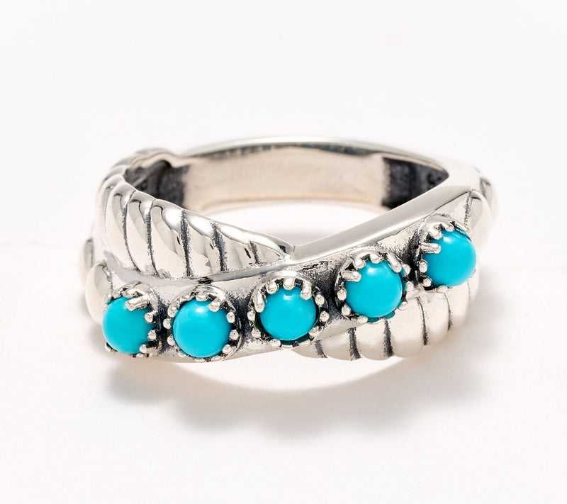 American West Sterling Silver & Gemstone Twist Band Ring — View 12